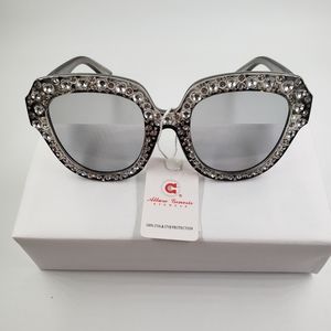 Women's Gray  embellished sunglasses.